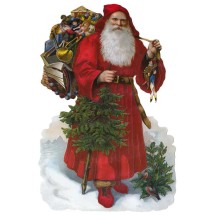Large Victorian Santa with Red Coat Scrap ~ Germany